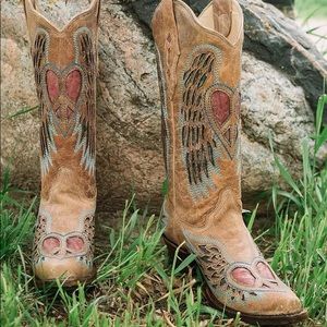 Corral heart wings leather western boots